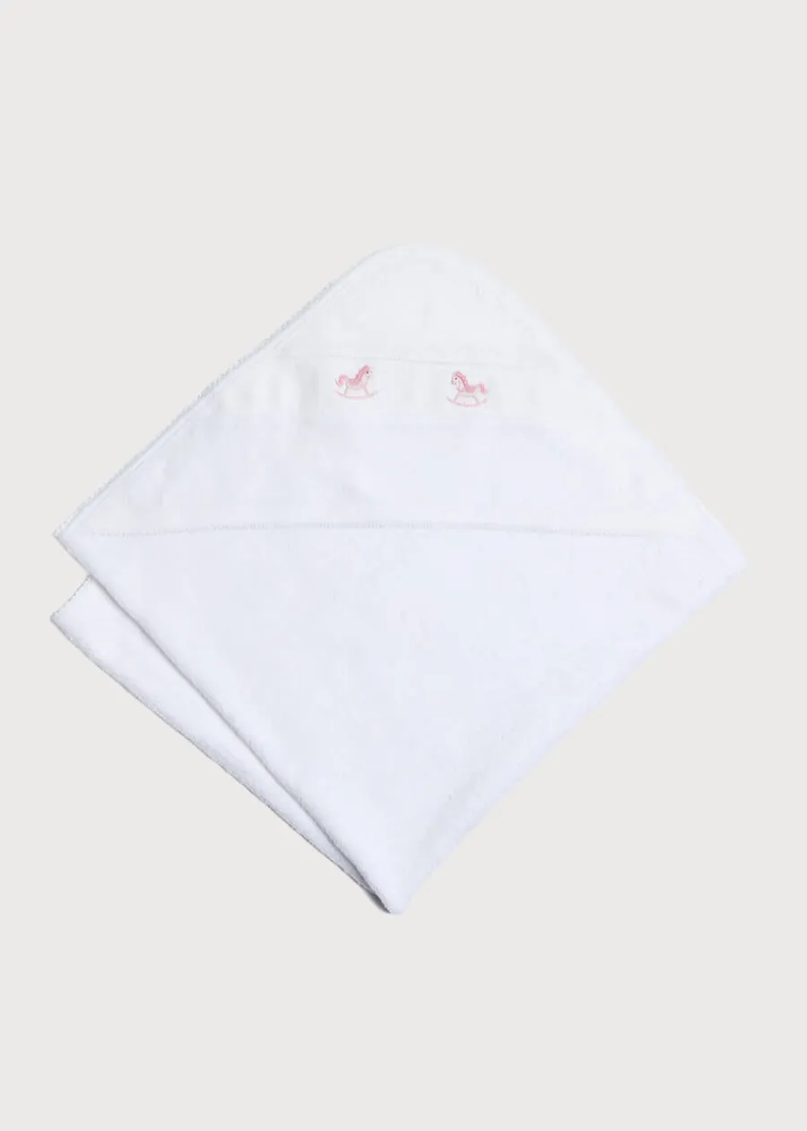 BOY Pepa London Newborn Towel with Rocking Horse Embroidery In Pink