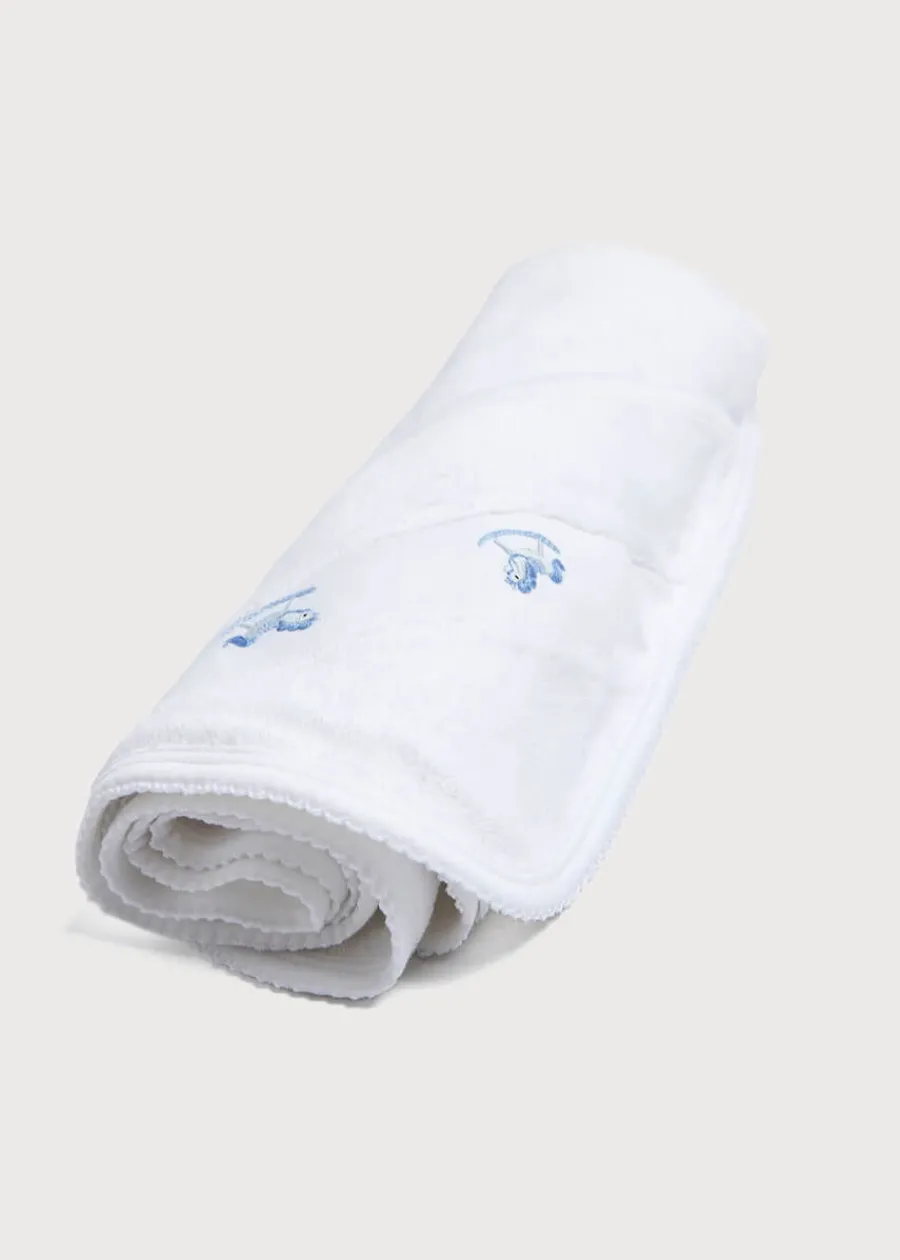 BOY Pepa London Newborn Towel with Rocking Horse Embroidery In Blue