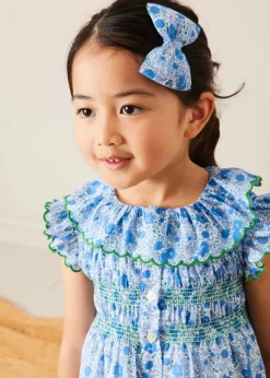 BOY Pepa London Olivia Floral Medium Bow Hair Clip in Blue