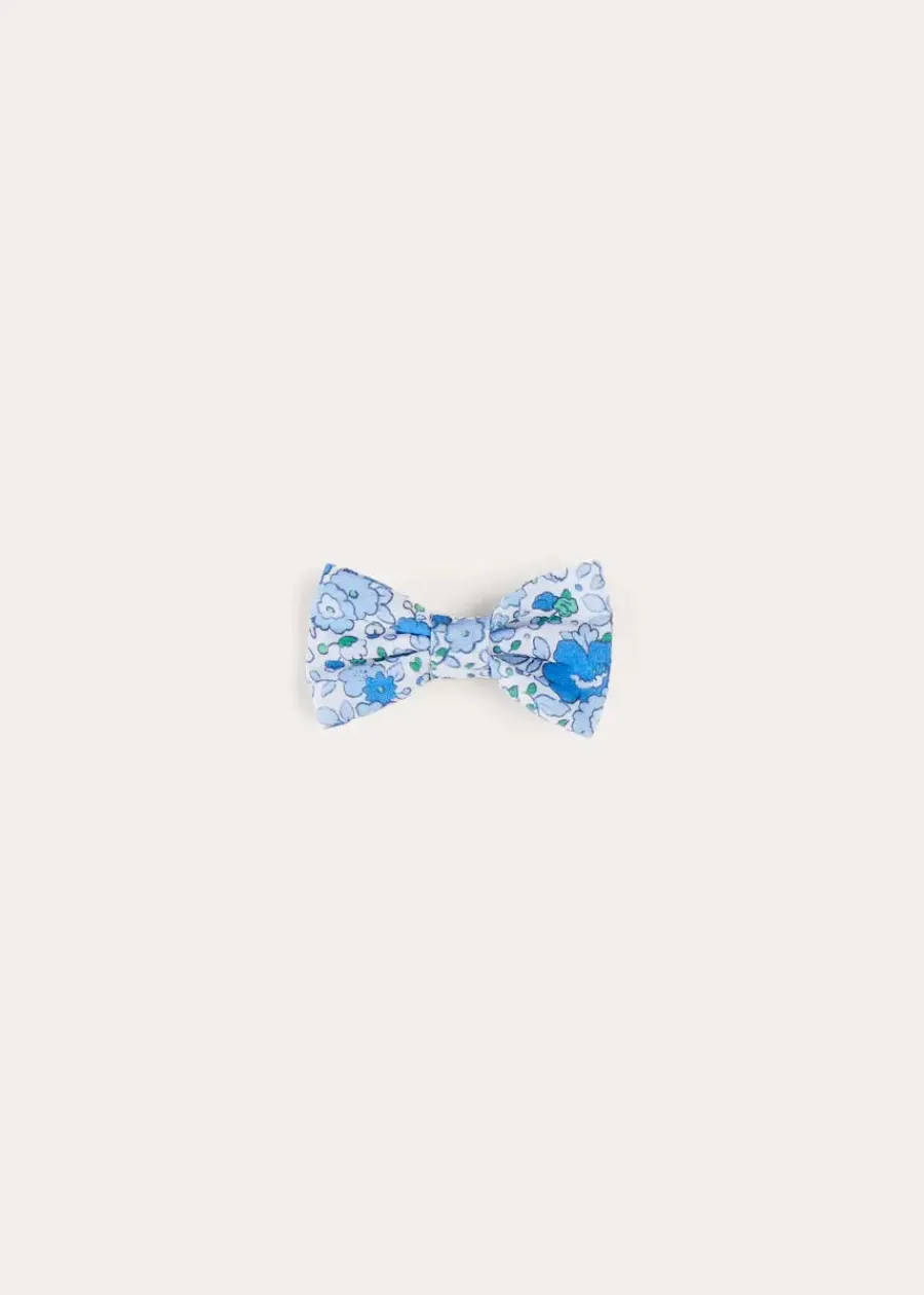 BOY Pepa London Olivia Floral Small Bow Hair Clip in Blue