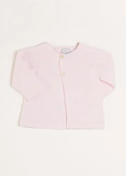 Pepa London Openwork Detail Baby Cardigan in Pink (1-12mths)