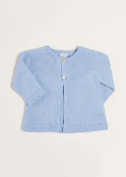 Pepa London Openwork Detail Baby Cardigan in Blue (1-12mths)