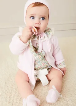 Pepa London Openwork Detail Baby Cardigan in Pink (1-12mths)