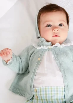 Pepa London Openwork Detail Baby Cardigan in Green (1-12mths)