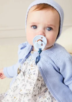 Pepa London Openwork Detail Baby Cardigan in Blue (1-12mths)