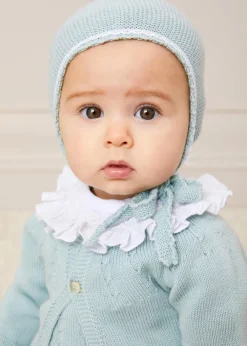 Pepa London Openwork Detail Baby Cardigan in Green (1-12mths)