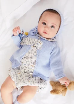 Pepa London Openwork Detail Baby Cardigan in Blue (1-12mths)