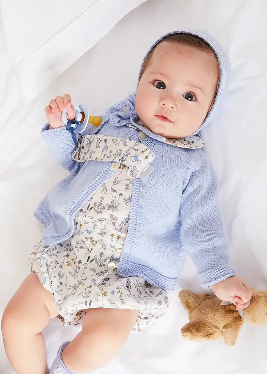 Pepa London Openwork Detail Baby Cardigan in Blue (1-12mths)