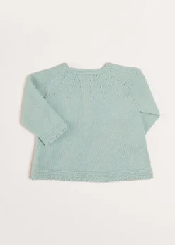 Pepa London Openwork Detail Baby Cardigan in Green (1-12mths)