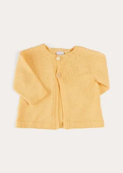 Pepa London Openwork Detail Cotton Baby Cardigan in Tangerine (1-12mths)