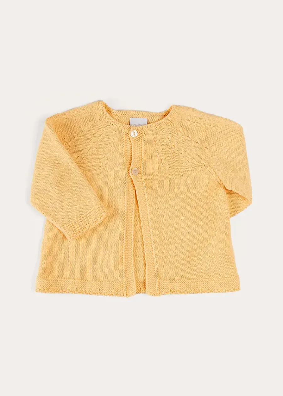 Pepa London Openwork Detail Cotton Baby Cardigan in Tangerine (1-12mths)