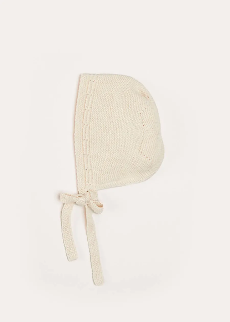 BOY Pepa London Openwork Knitted Bonnet in Beige(S-L)