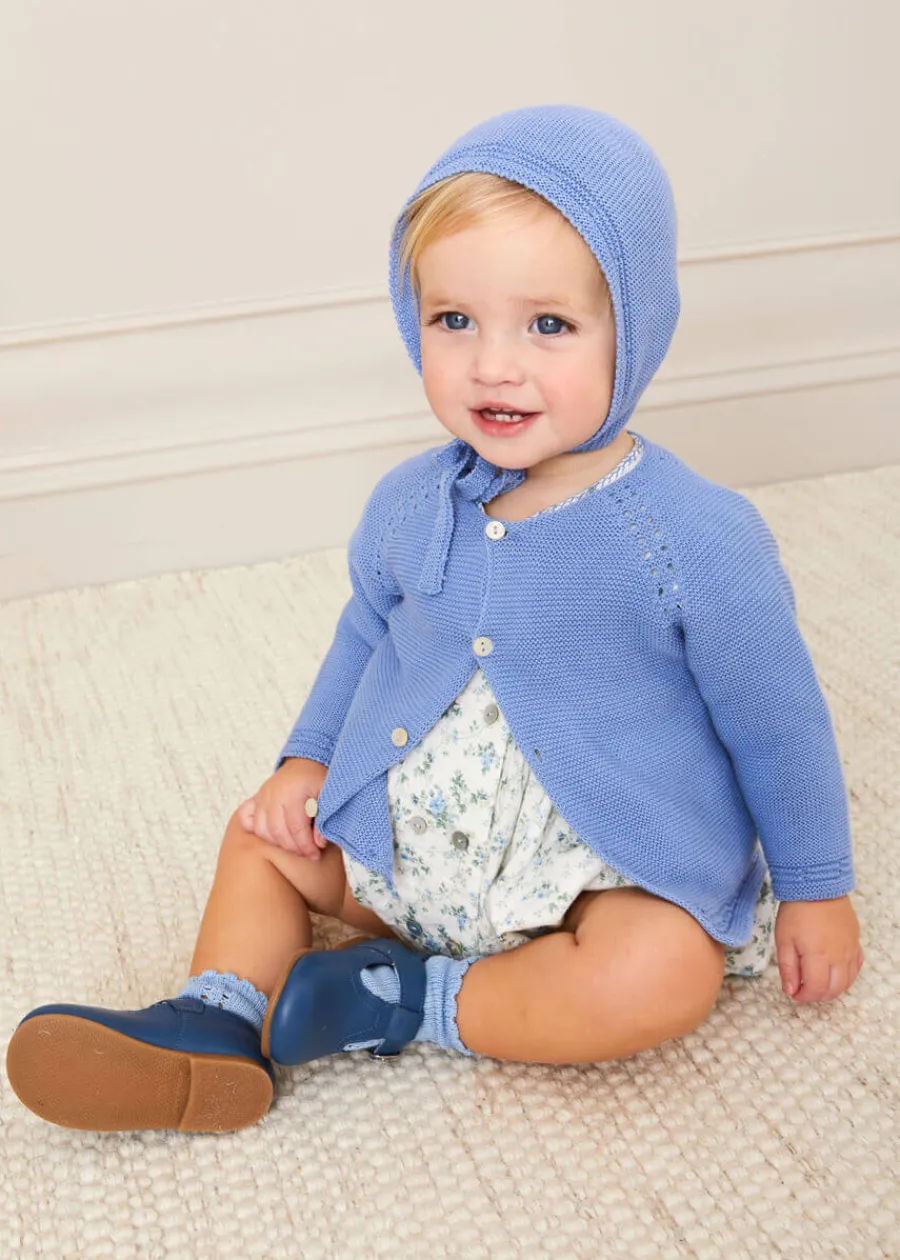 BOY Pepa London Openwork Knitted Bonnet in Blue (S-L)