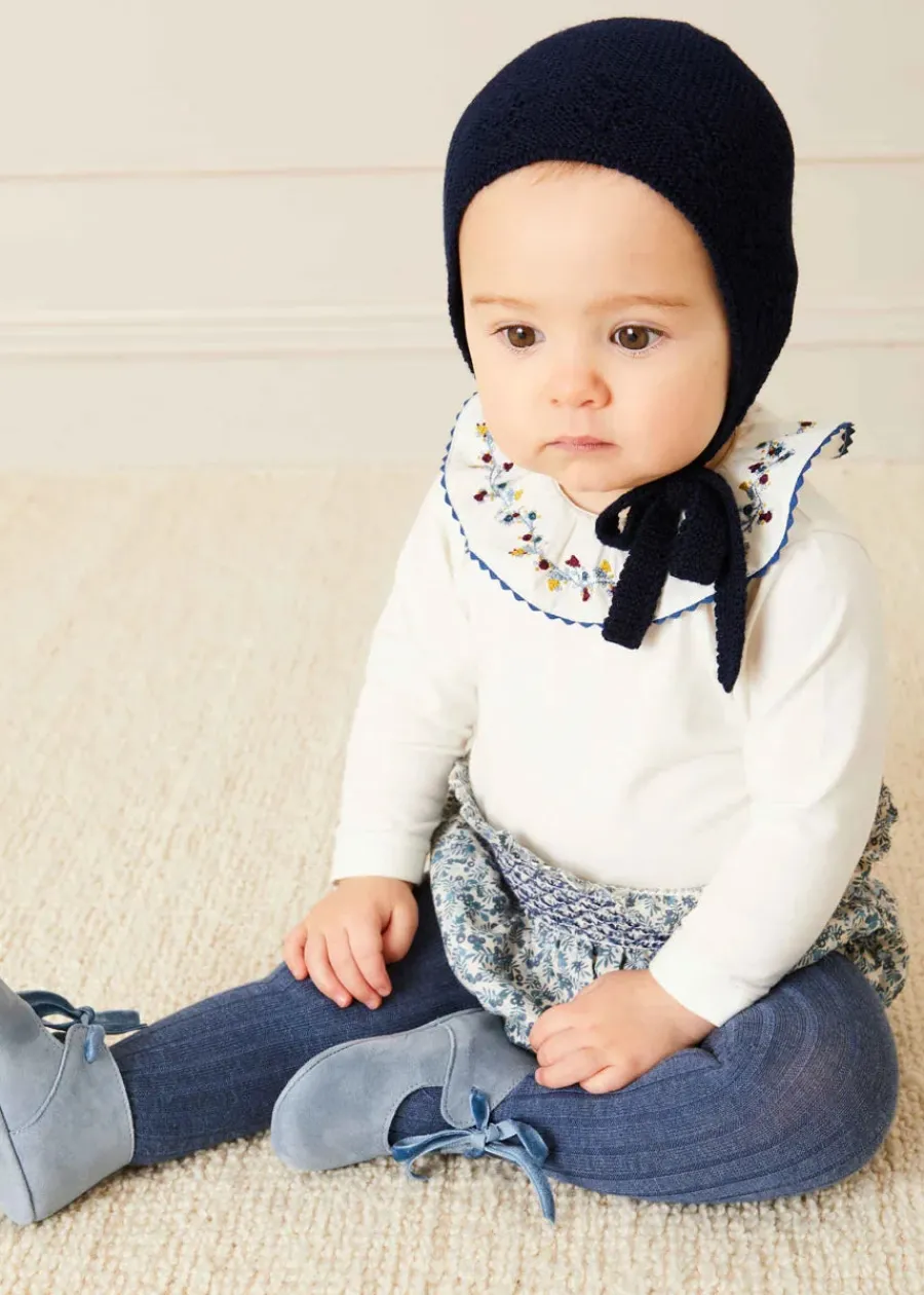 BOY Pepa London Openwork Knitted Bonnet in Navy (S-L)