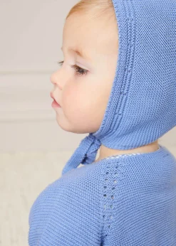 BOY Pepa London Openwork Knitted Bonnet in Blue (S-L)
