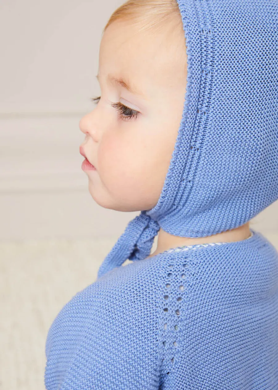 BOY Pepa London Openwork Knitted Bonnet in Blue (S-L)