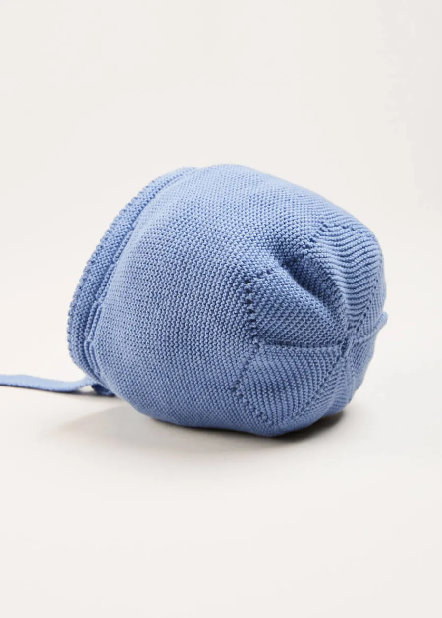 BOY Pepa London Openwork Knitted Bonnet in Blue (S-L)