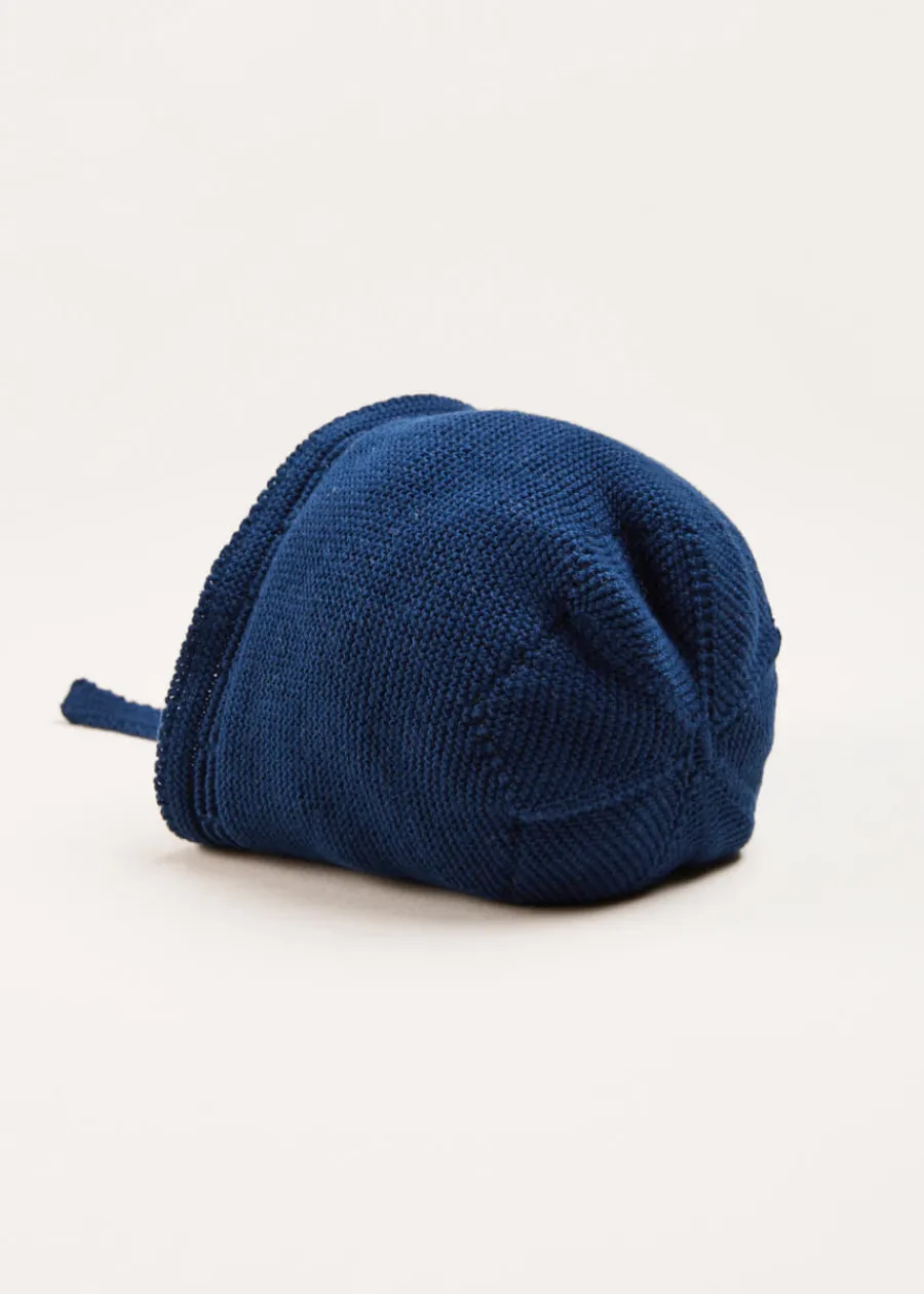 BOY Pepa London Openwork Knitted Bonnet in Navy (S-L)