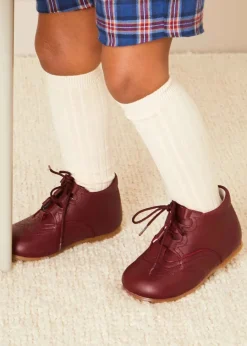 BOY Pepa London Oxford Baby Booties in Burgundy (20-26EU)