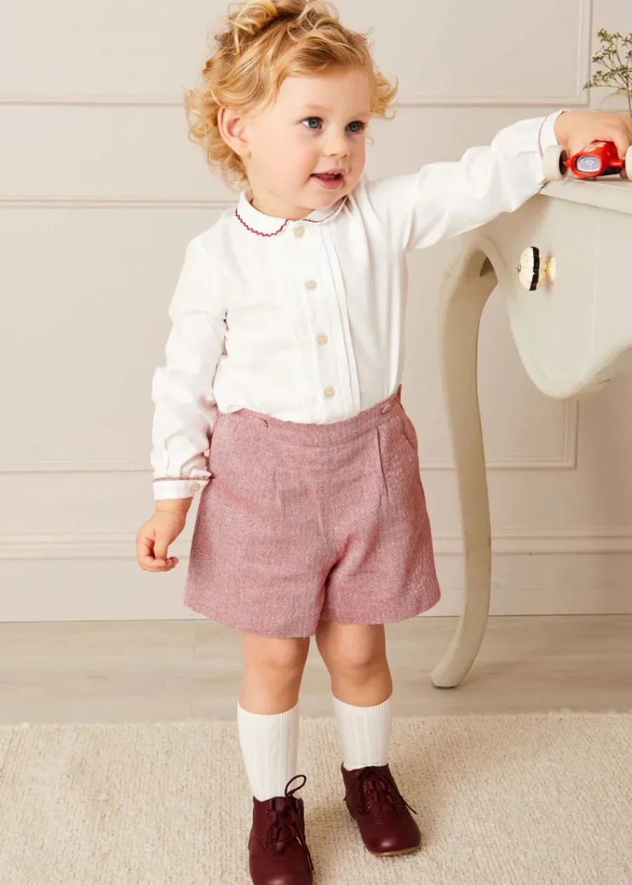 BOY Pepa London Oxford Baby Booties in Burgundy (20-26EU)