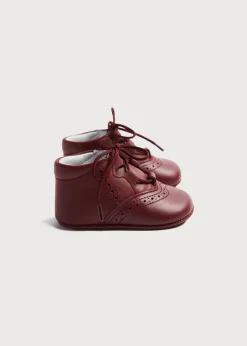 BOY Pepa London Oxford Pram Booties in Burgundy (17-20EU)