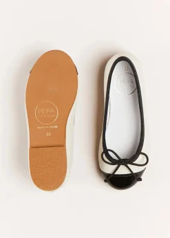 Pepa London Patent Toe Ballerina Shoes in Cream (24-34EU)