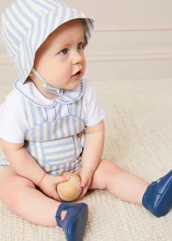 BOY Pepa London Peter Pan Collar Embroidered Detail Short Sleeve Bodysuit in Blue (3mths-3yrs)