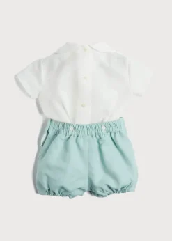 BOY Pepa London Peter Pan Collar Linen Two Piece Set in Teal (3mths-5yrs)