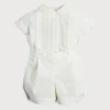 BOY Pepa London Peter Pan Collar Short Sleeved Two Piece Set in Ivory (12mths-4yrs)