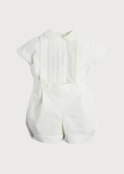 BOY Pepa London Peter Pan Collar Short Sleeved Two Piece Set in Ivory (12mths-4yrs)