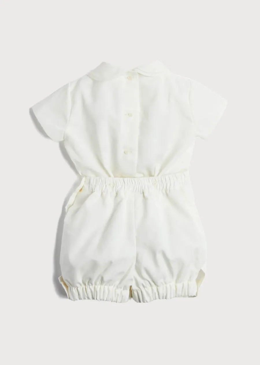 BOY Pepa London Peter Pan Collar Short Sleeved Two Piece Set in Ivory (12mths-4yrs)