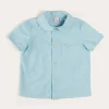BOY Pepa London Peter Pan Collar Trim Detail Short Sleeve Shirt in Blue (12mths-5yrs)