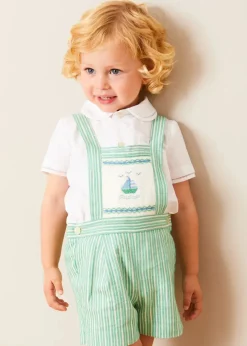 BOY Pepa London Peter Pan Collar Trim Detail Short Sleeve Shirt in White (12mths-5yrs)