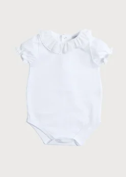 Pepa London Piculina Trim Cotton Bodysuit in White (1mths-3yrs)