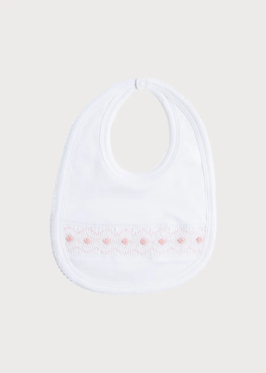 BOY Pepa London Pink Hand Smocked Bib