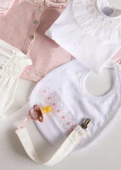 BOY Pepa London Pink Hand Smocked Bib