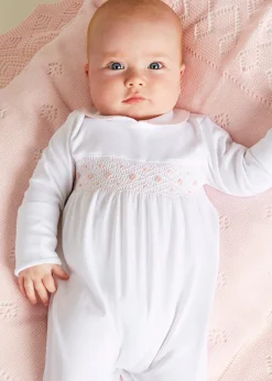Pepa London Pink Hand Smocked Cotton All-in-One (0-12mths)