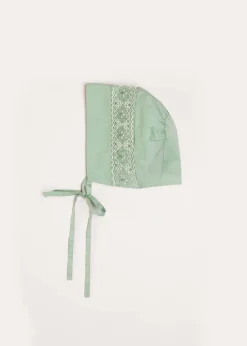 BOY Pepa London Plain Hand Smocked Bonnet in Green