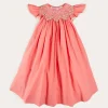 Pepa London Plain Hand Smocked Sleeveless Dress in Coral (12mths-10yrs)