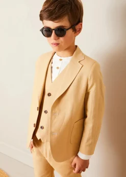 BOY Pepa London Plain Light Linen Blazer in Beige (4-10yrs)