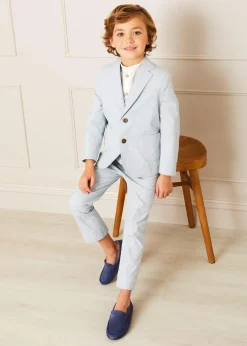 BOY Pepa London Plain Light Linen Suit Trousers in Blue (4-10yrs)