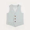 BOY Pepa London Plain Light Linen Vest in Blue (4-10yrs)