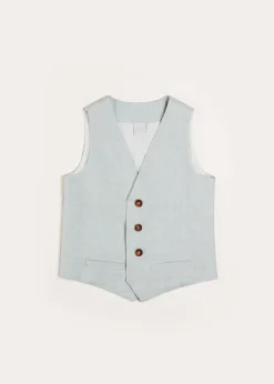 BOY Pepa London Plain Light Linen Vest in Blue (4-10yrs)
