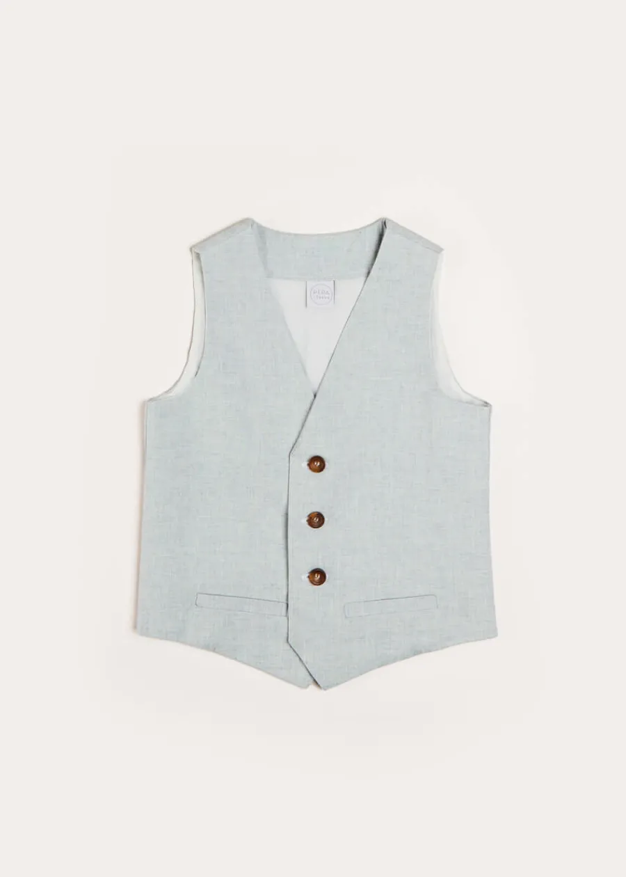 BOY Pepa London Plain Light Linen Vest in Blue (4-10yrs)