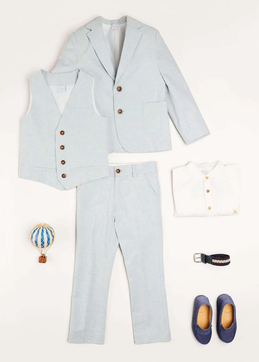 BOY Pepa London Plain Light Linen Vest in Blue (4-10yrs)