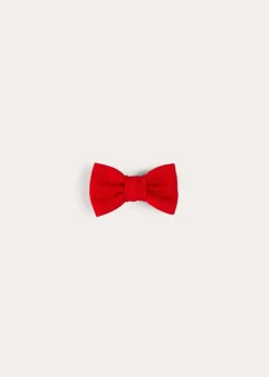 BOY Pepa London Plain Linen Small Bow Hair Clip in Red