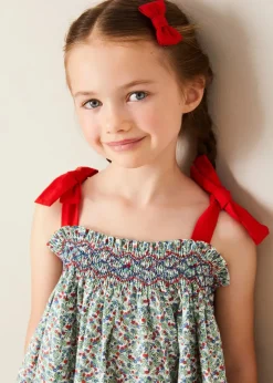 BOY Pepa London Plain Linen Small Bow Hair Clip in Red