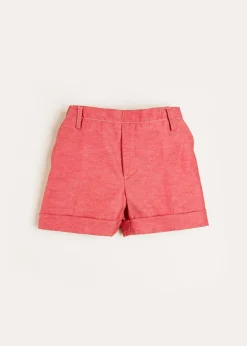 BOY Pepa London Plain Linen Toddler Shorts in Red (12mths-4yrs)