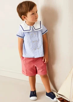 BOY Pepa London Plain Linen Toddler Shorts in Red (12mths-4yrs)