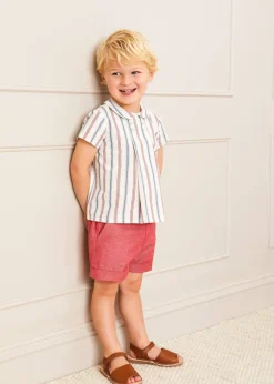 BOY Pepa London Plain Linen Toddler Shorts in Red (12mths-4yrs)